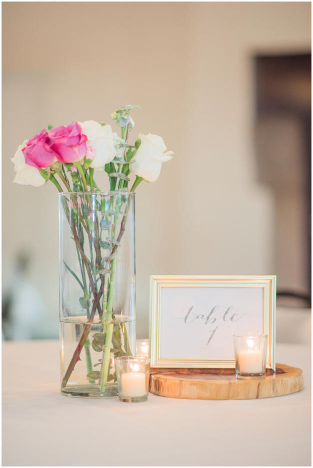 Table decorations at a Minneapolis golf course wedding. Photo by Kayla Lee.