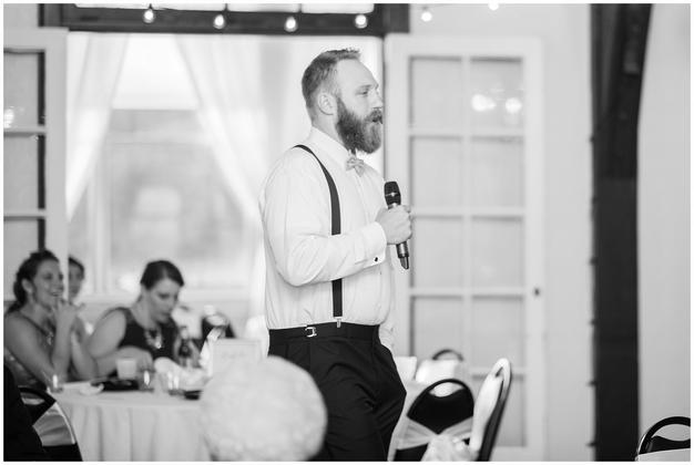 Best man gives speech at a Minneapolis golf course wedding. Photo by Kayla Lee.