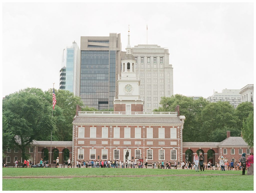 Independence Hall in Philadelphia during the summer. Liberty View for a Destination Wedding. Photo by Kayla Lee. 