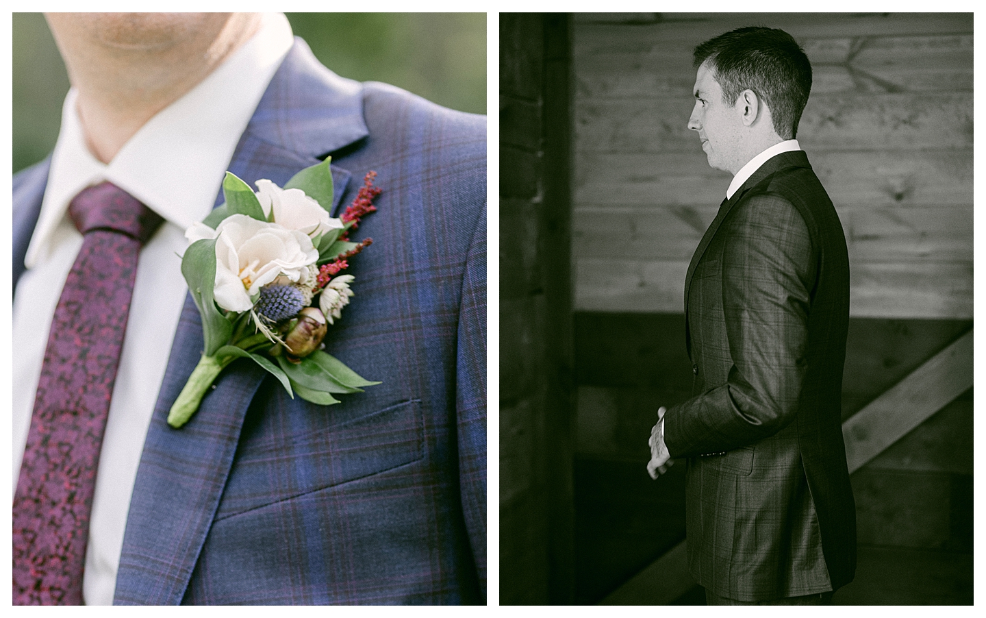 A groom getting ready in the barn at a Mayowood Stone Barn Wedding. Photo by Kayla Lee.